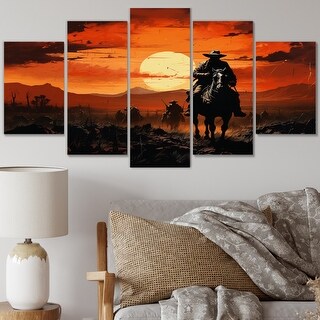 Designart "Western Sunset Riders Pointillism Art II" Western Art Living ...